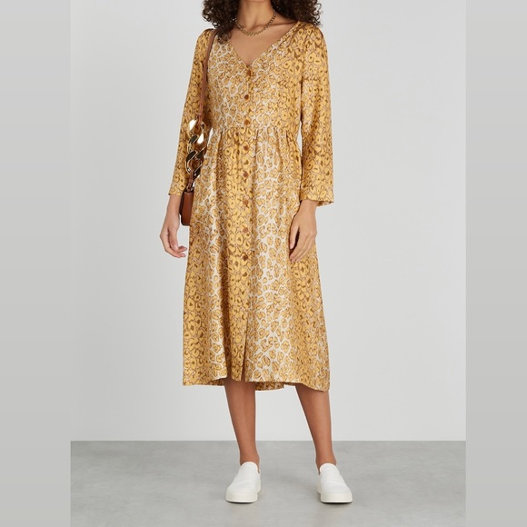 LA PRESTIC OUISTON ~ Cristo Leopard-Print Silk Midi Dress 1 - Picture 3 of 7